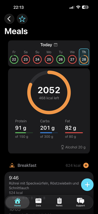Thalos app — Macros in context